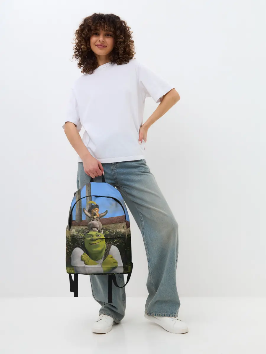 Рюкзак джинсовый / Шрек, Кот и Осёл