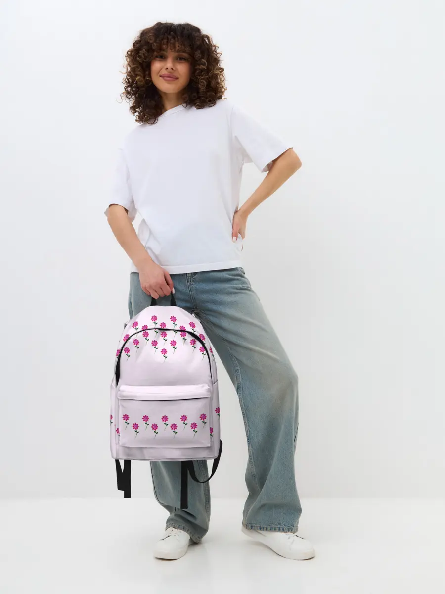 Рюкзак джинсовый / розовые цветы | pink flowers