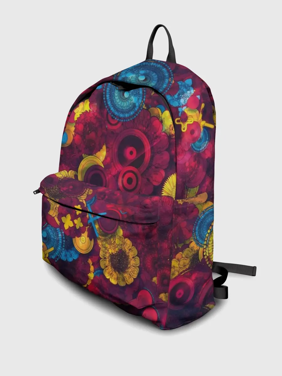 Рюкзак джинсовый / Цветы - шестеренки