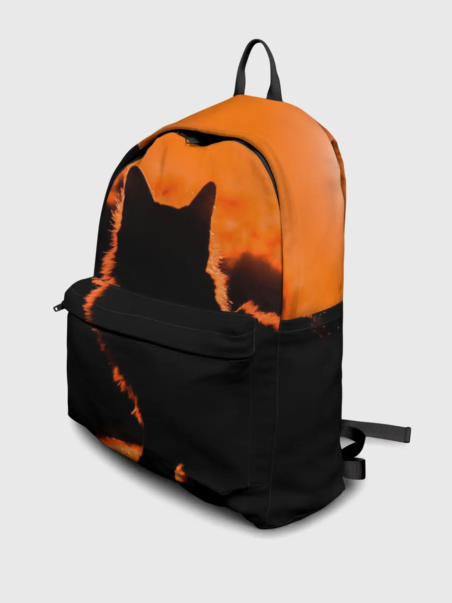 Рюкзак джинсовый / Котенок на фоне заката