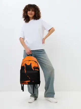 Рюкзак джинсовый / Котенок на фоне заката