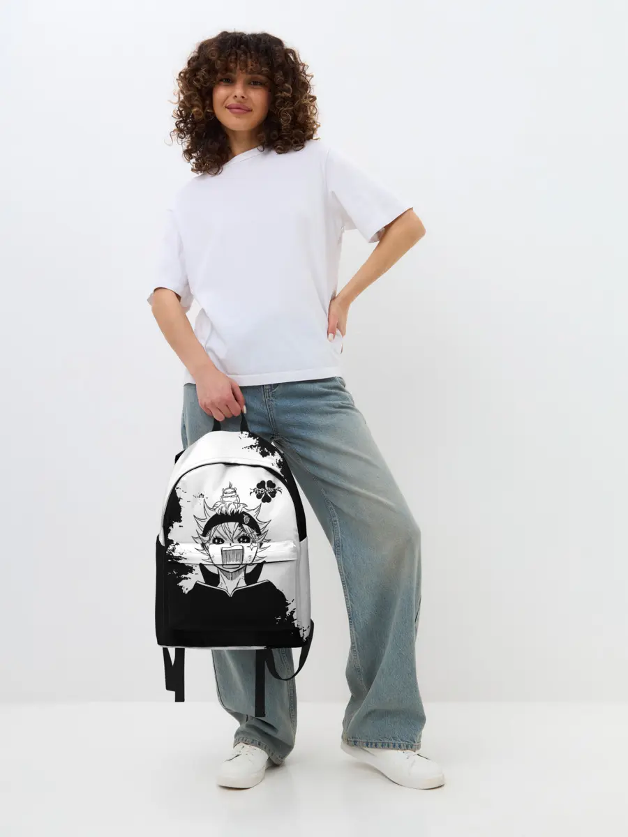 Рюкзак джинсовый / Чёрный клевер кричащий Аста