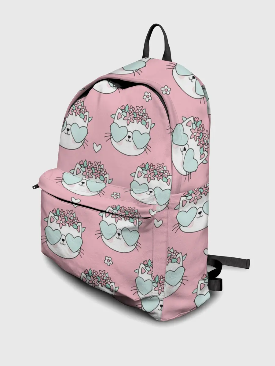 Рюкзак джинсовый / Котики с цвточками