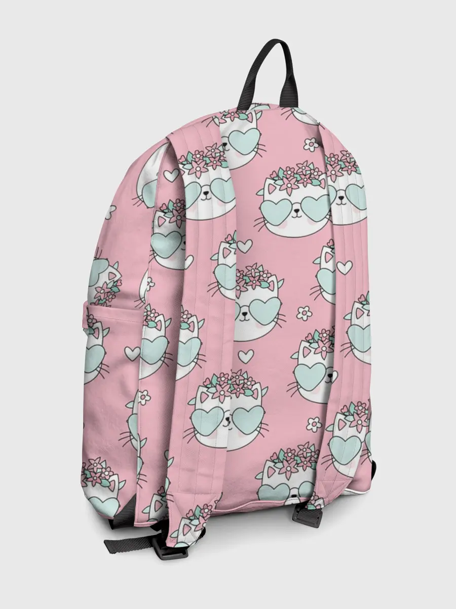 Рюкзак джинсовый / Котики с цвточками