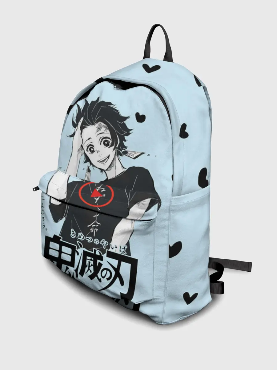 Рюкзак джинсовый / Танджиро Камадо черные сердечки