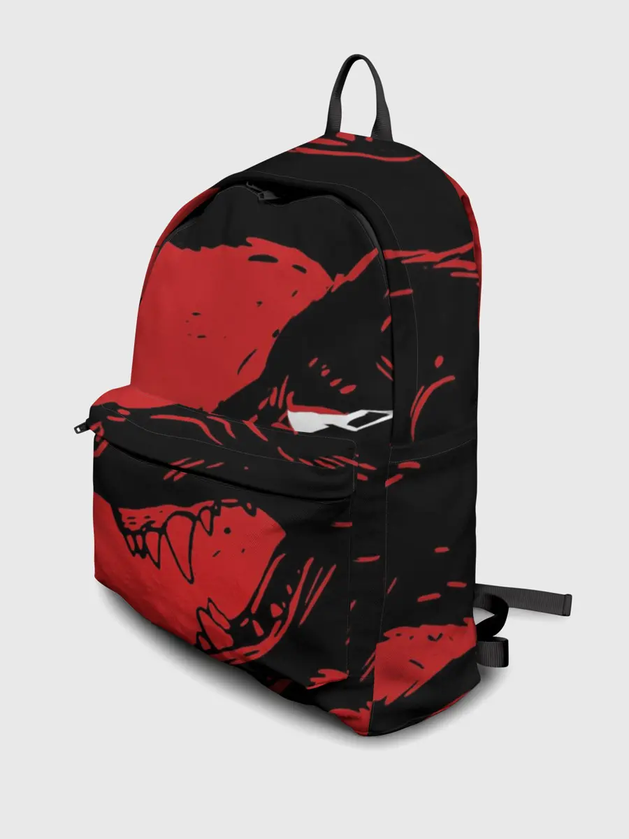 Рюкзак джинсовый / Красный волк 3D