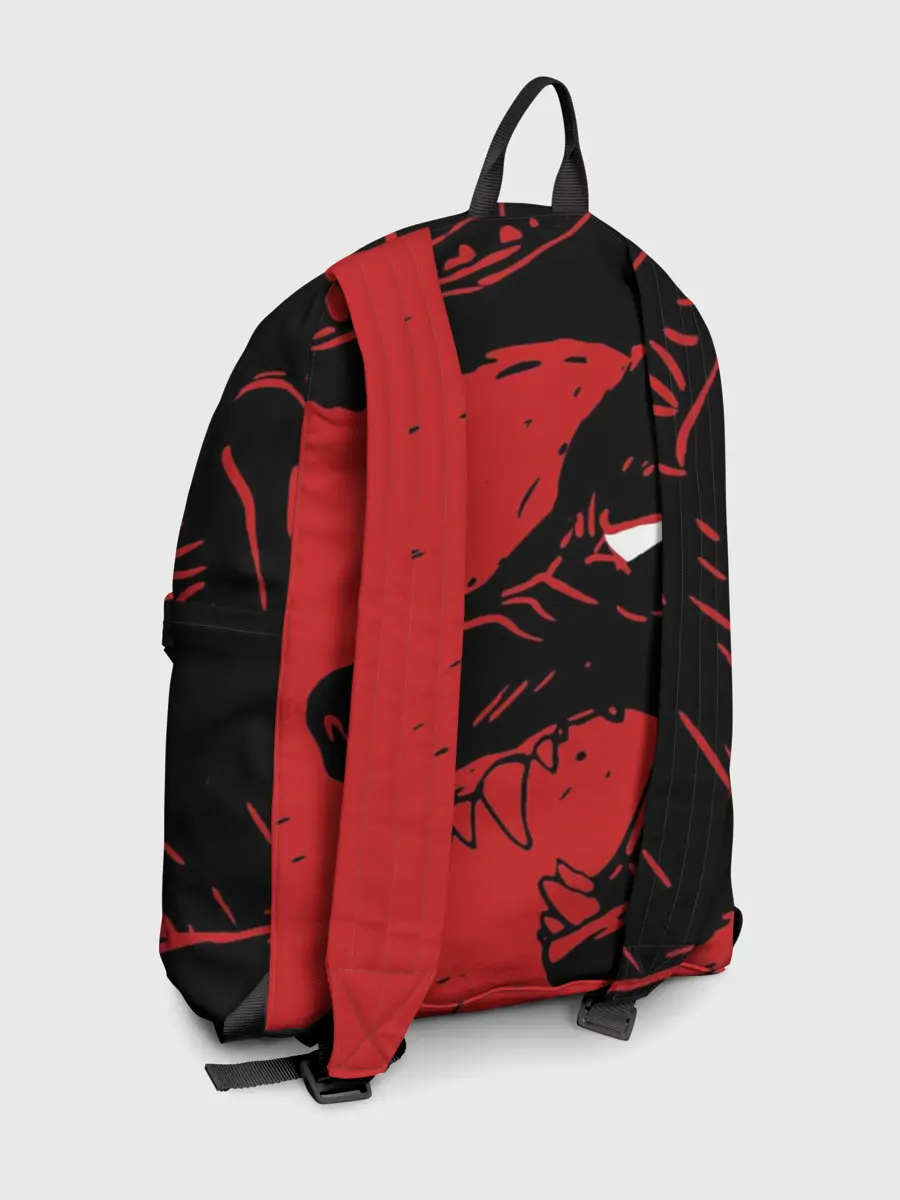 Рюкзак джинсовый / Красный волк 3D