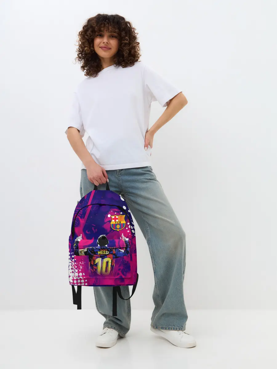 Рюкзак джинсовый / ЛИОНЕЛЬ МЕССИ / FIRE / ОГОНЬ