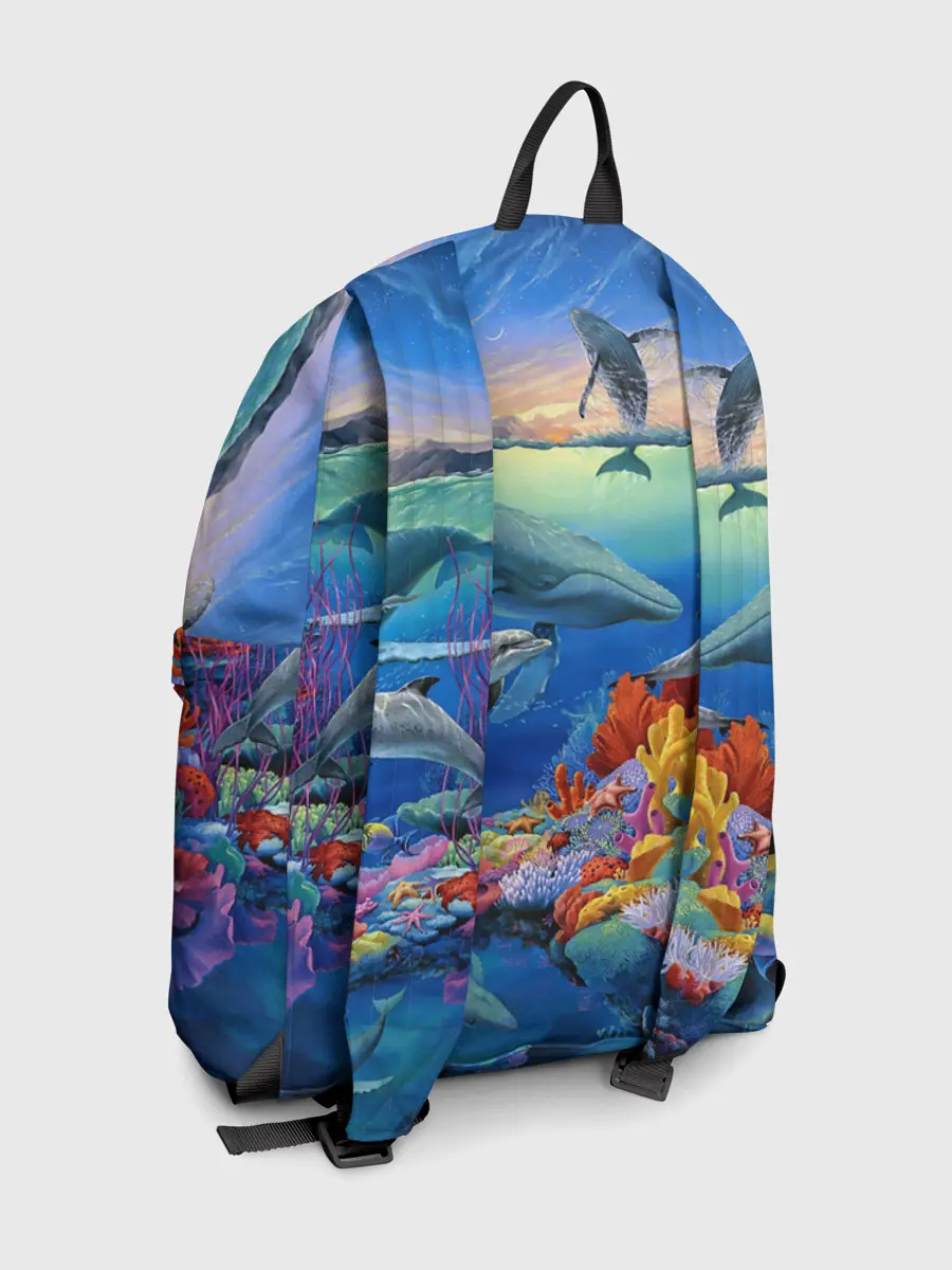 Рюкзак джинсовый / Киты и дельфины