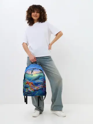 Рюкзак джинсовый / Киты и дельфины