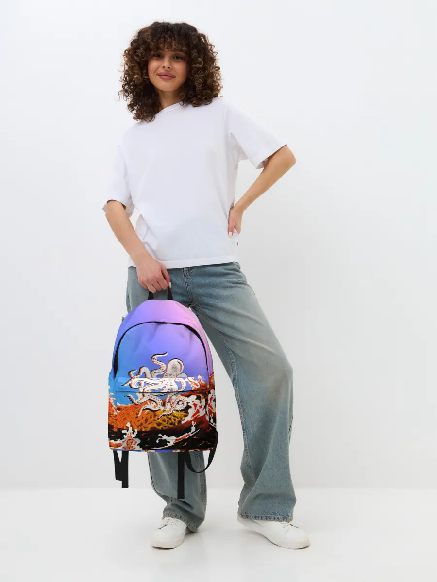 Рюкзак джинсовый / Осьминог в Лаве | Градиент