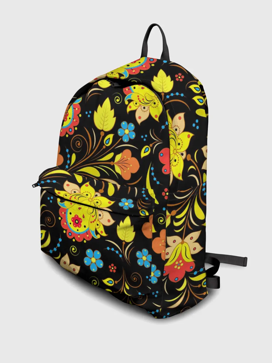 Рюкзак джинсовый / РОСПИСЬ УЗОР ХОХЛОМА