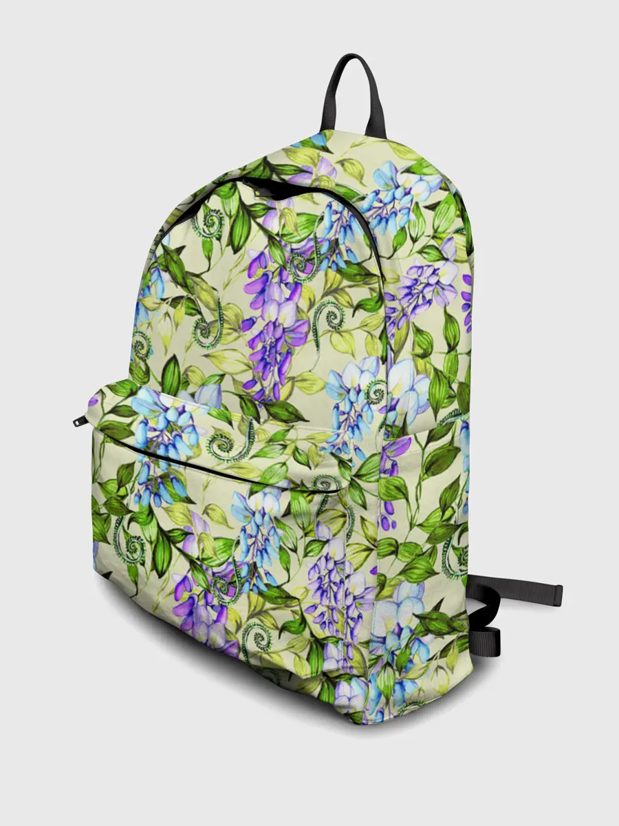 Рюкзак джинсовый / Глициния на бежевом фоне