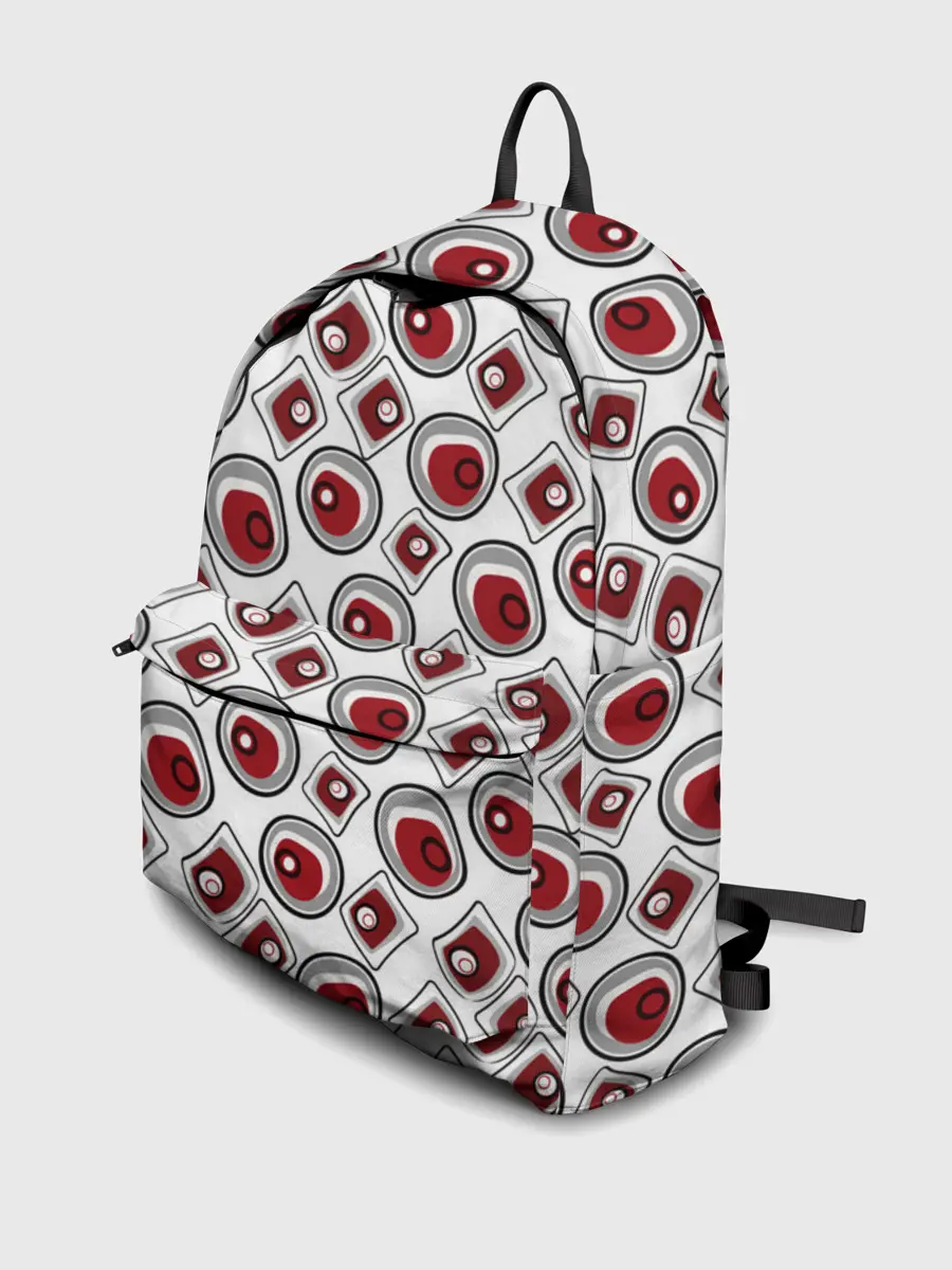 Рюкзак джинсовый / Красно черный узор на белом