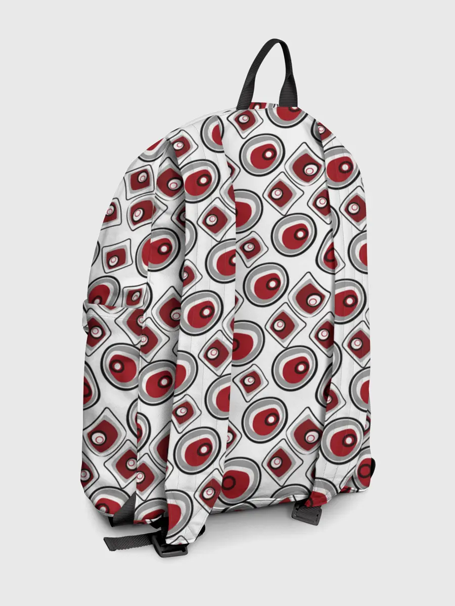 Рюкзак джинсовый / Красно черный узор на белом