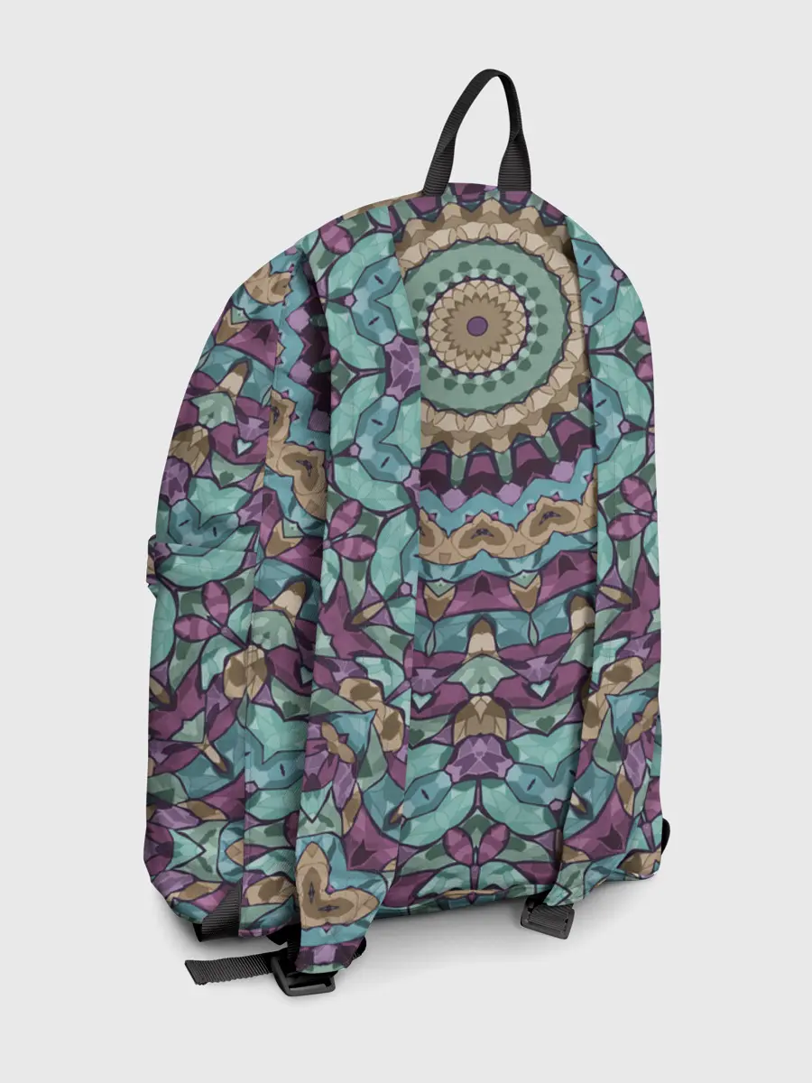 Рюкзак джинсовый / Сиренево-голубой калейдоскоп .