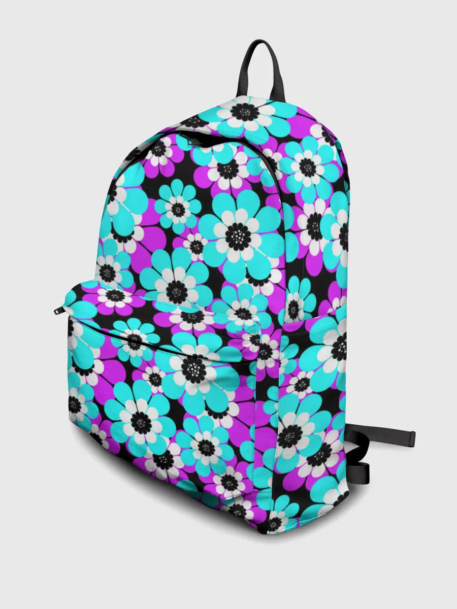 Рюкзак джинсовый / Яркие бирюзовые цветы