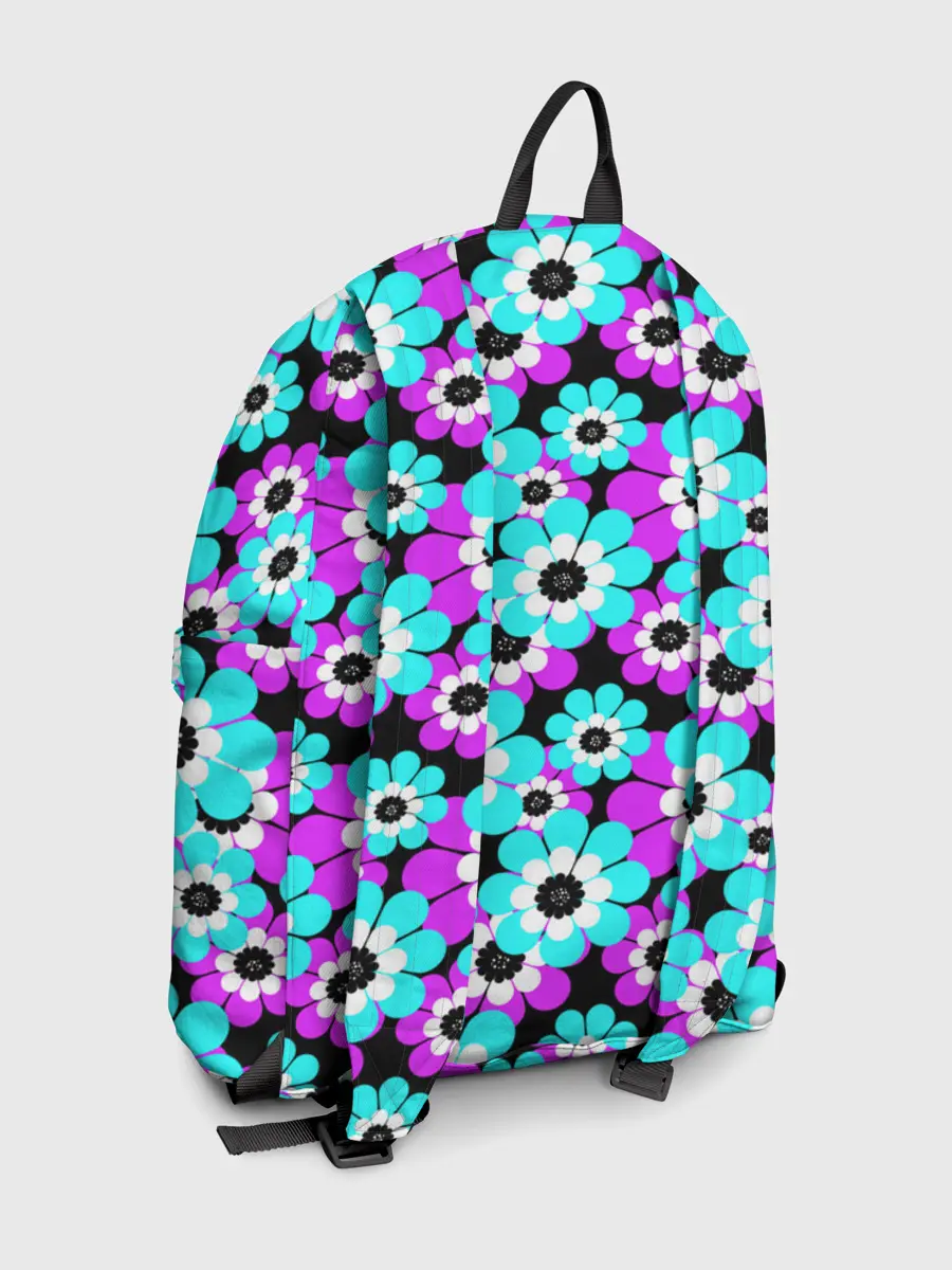 Рюкзак джинсовый / Яркие бирюзовые цветы