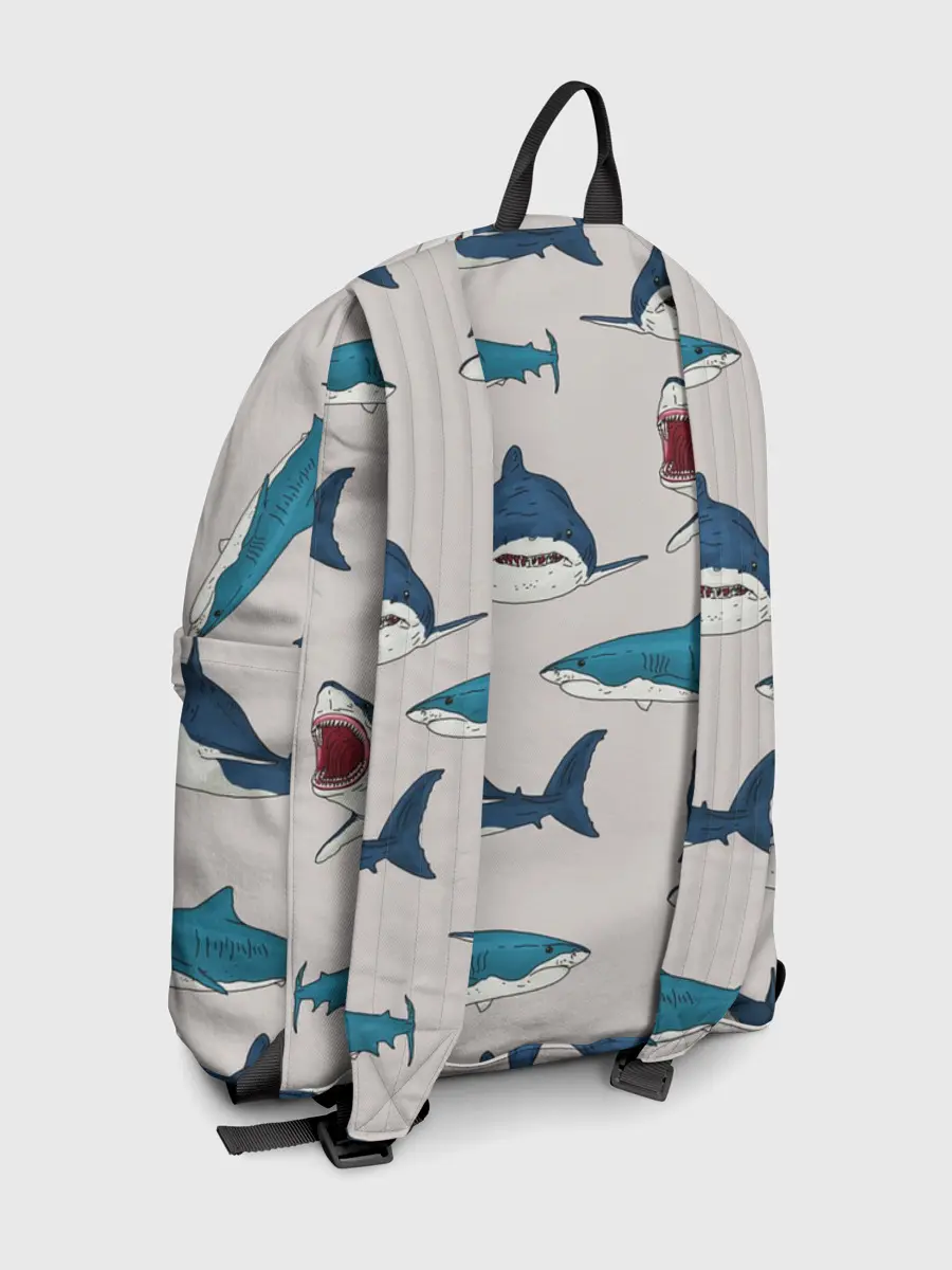 Рюкзак джинсовый / Кровожадные акулы паттерн