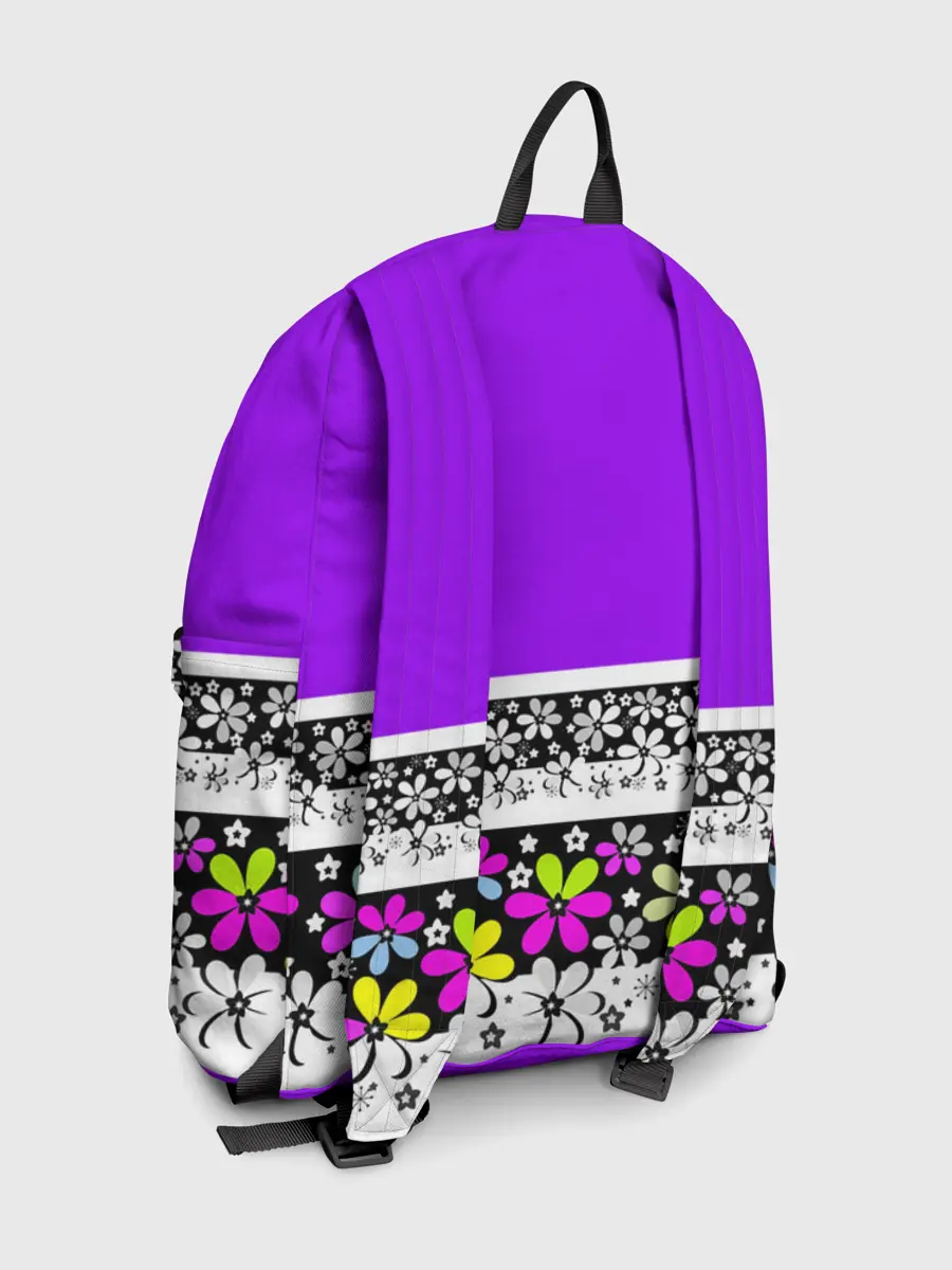 Рюкзак джинсовый / Яркий фиолетовый цветочный