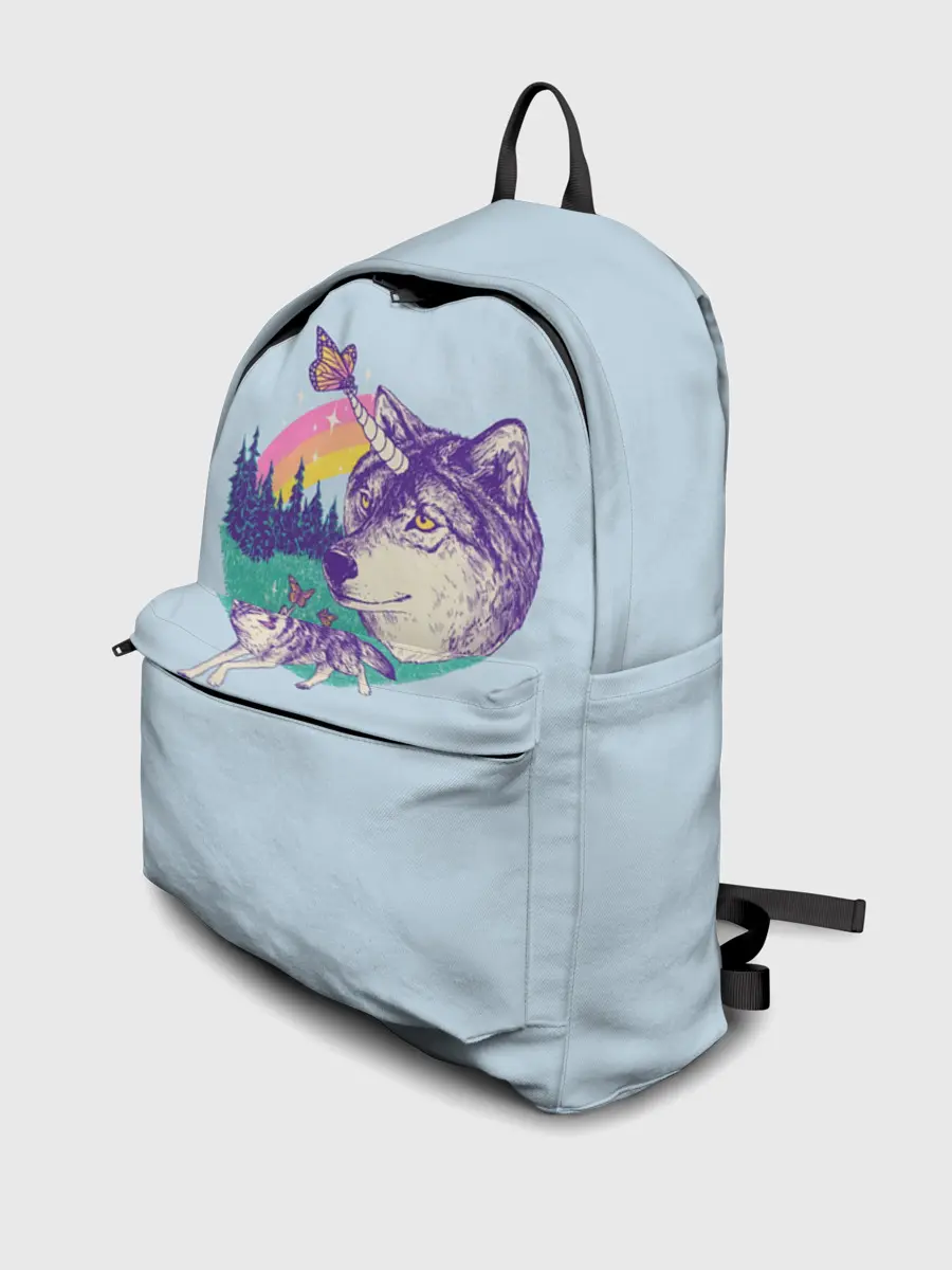 Рюкзак джинсовый / Волк единорог