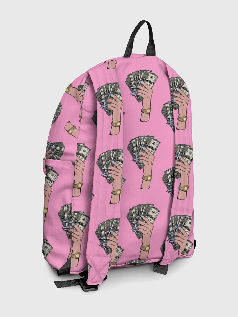 Рюкзак джинсовый / Деньги в женских руках паттерн