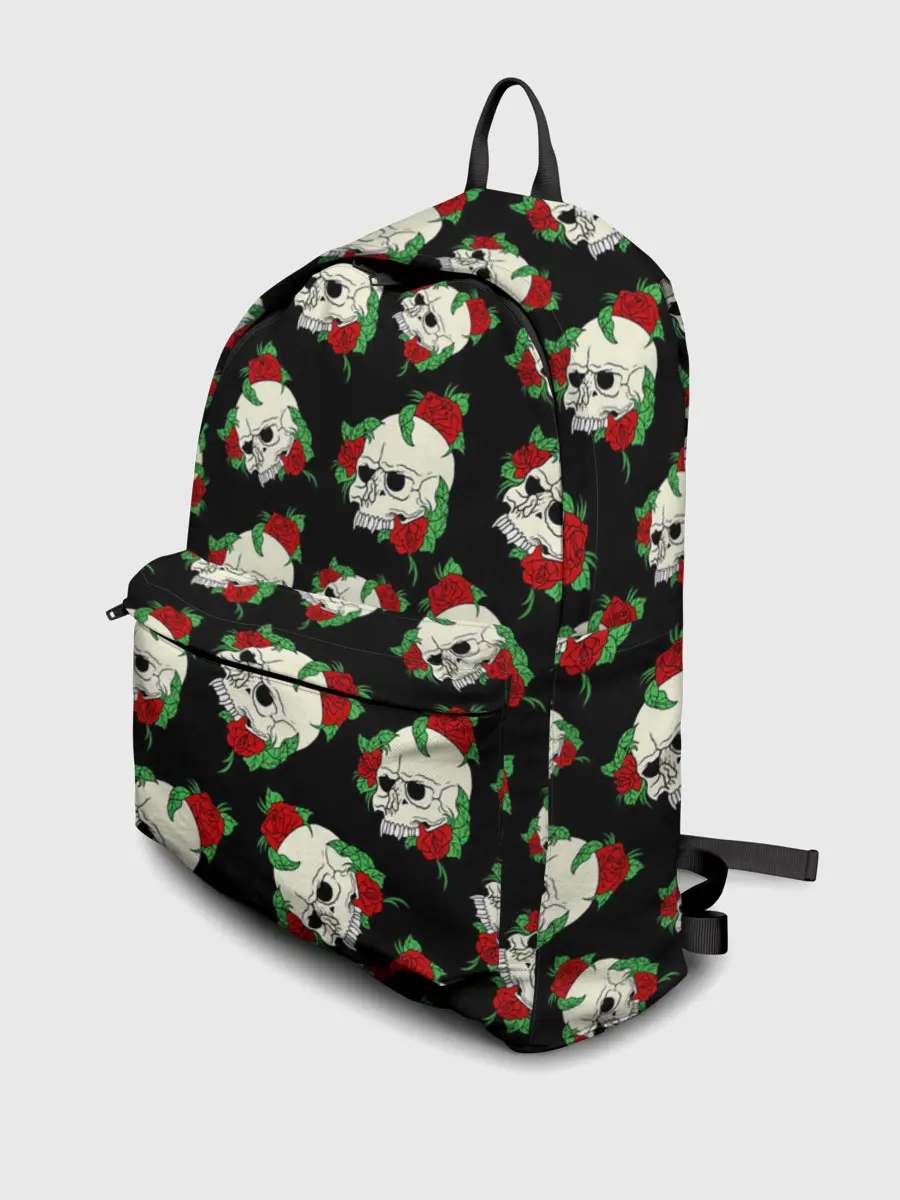 Рюкзак джинсовый / Черепа и розы / Skull and Roses
