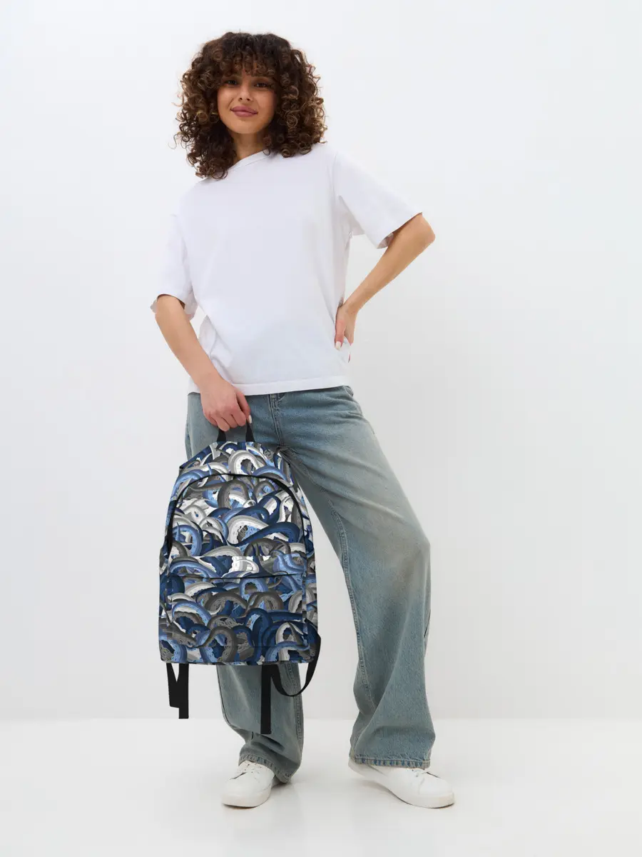 Рюкзак джинсовый / Синий камуфляж с щупальцами