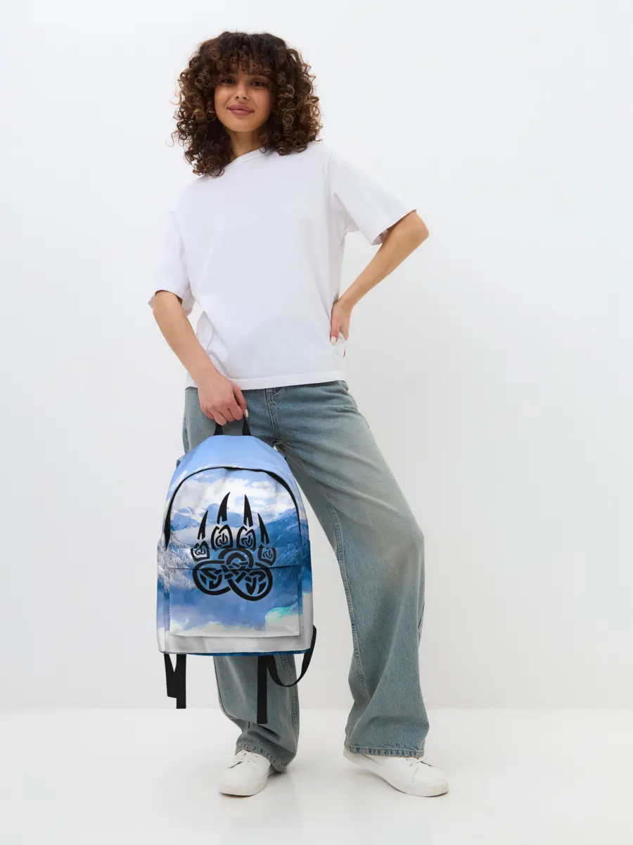 Рюкзак джинсовый / Печать Велеса | Волчья лапа