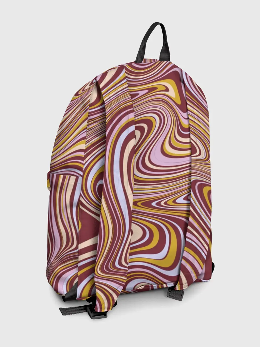 Рюкзак джинсовый / Красно-золотые разводы красок паттерн