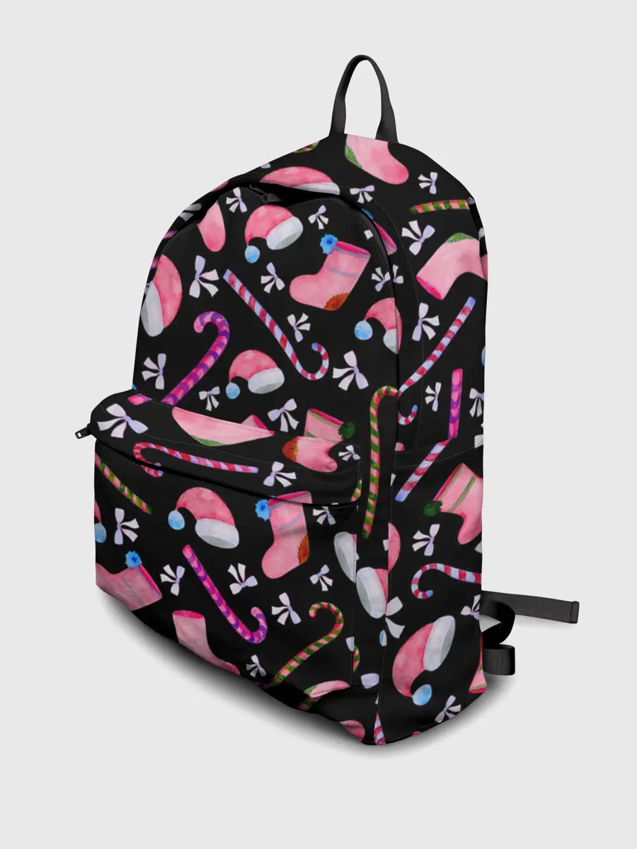 Рюкзак джинсовый / Новогодняя ночь, акварельный узор