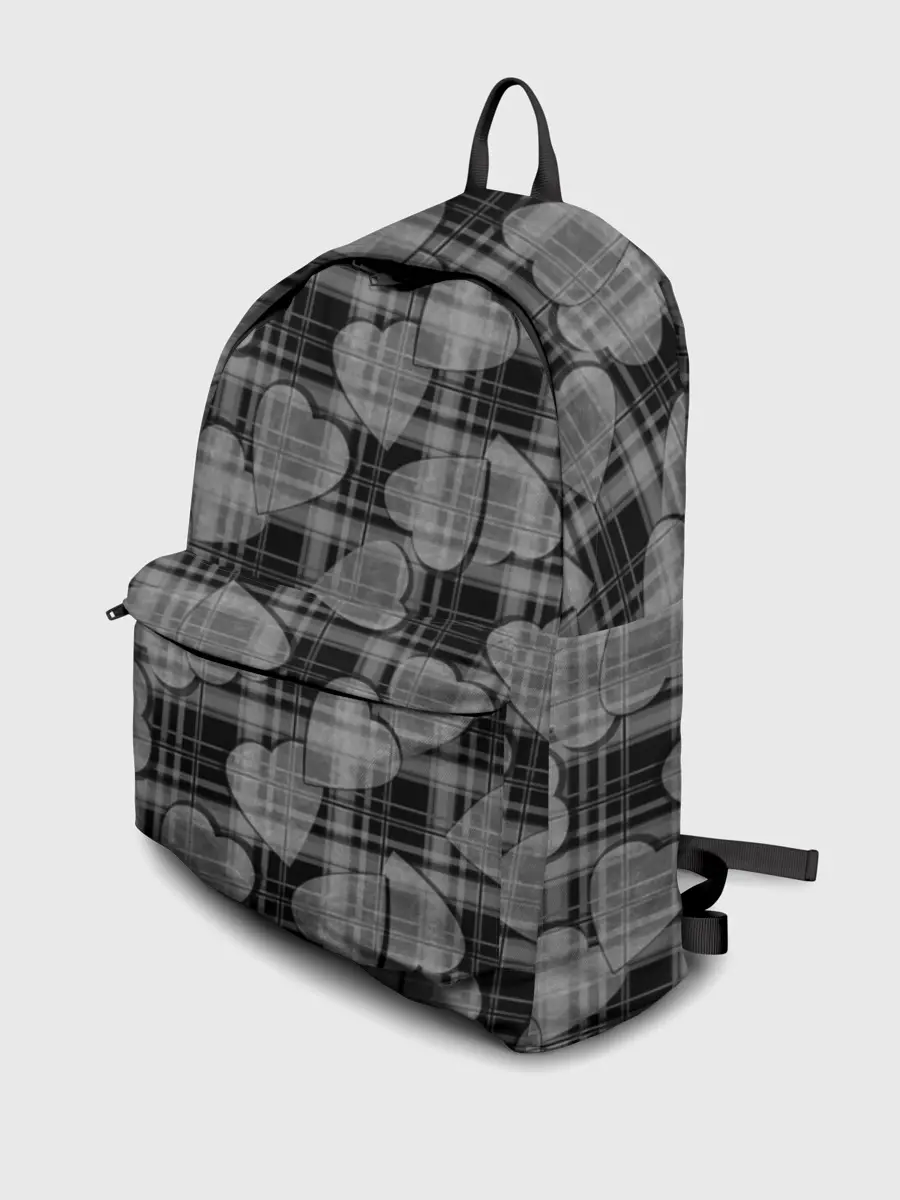 Рюкзак джинсовый / Черно-серый клетчатый узор