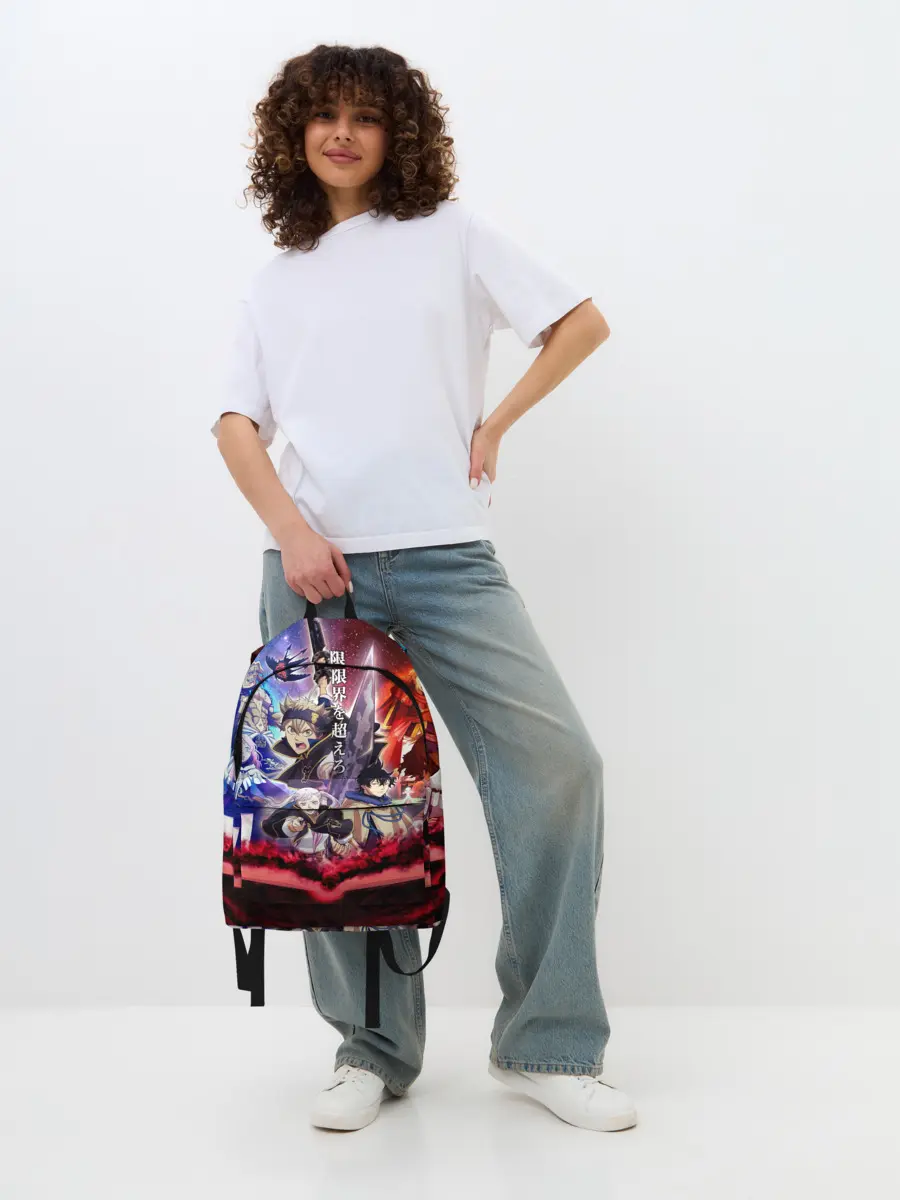 Рюкзак джинсовый / Черный клевер герои и вселенная Аста Юно