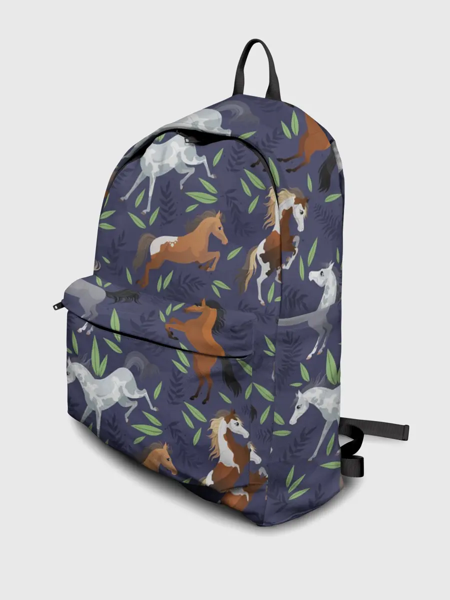 Рюкзак джинсовый / Лошадки узор