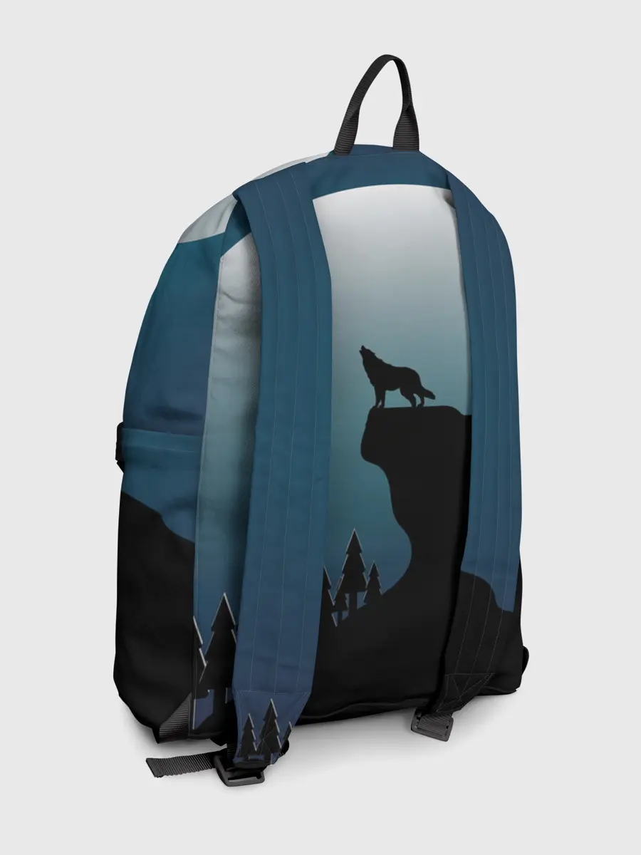 Рюкзак джинсовый / ВОЛК И ЛУНА 3D