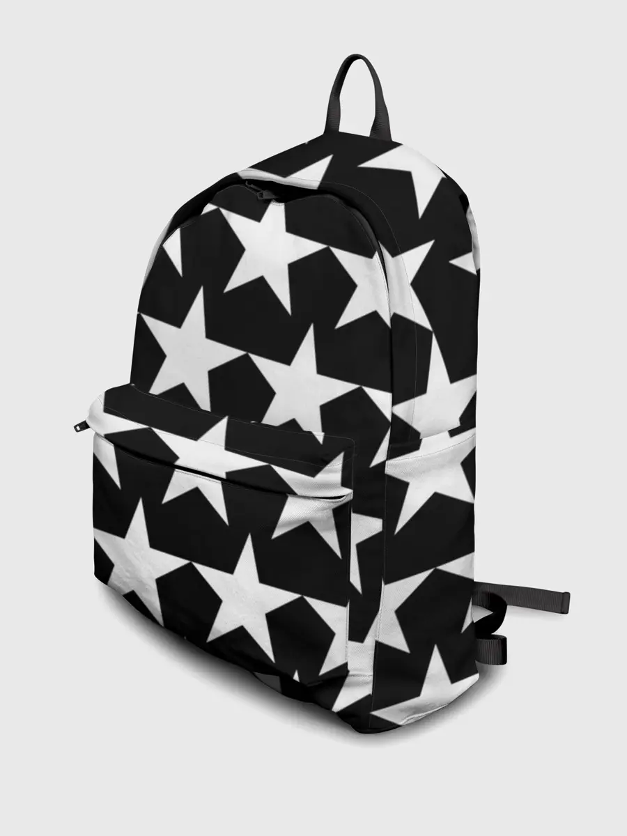 Рюкзак джинсовый / Белые звёзды на чёрном фоне 2