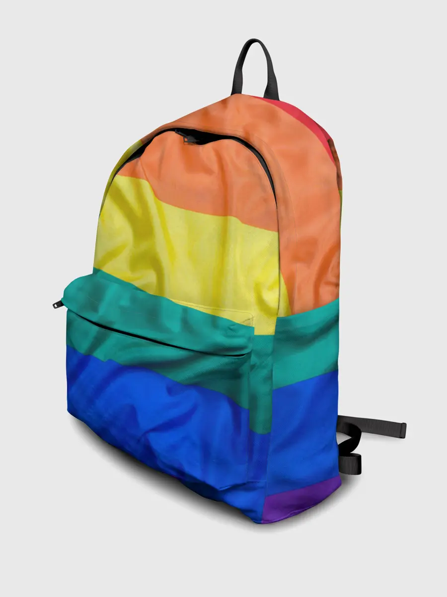 Рюкзак джинсовый / Радуга - мятая ткань полотно