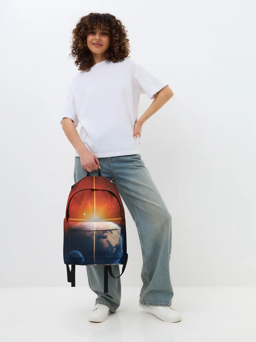 Рюкзак джинсовый / Космос земля 3D