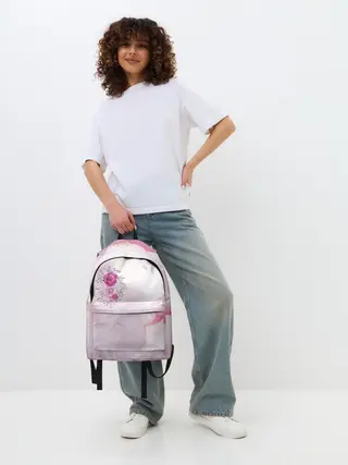 Рюкзак джинсовый / Цветы роспись акварелью