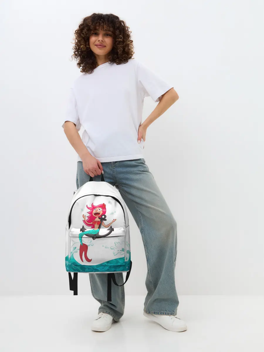 Рюкзак джинсовый / Русалка на якоре
