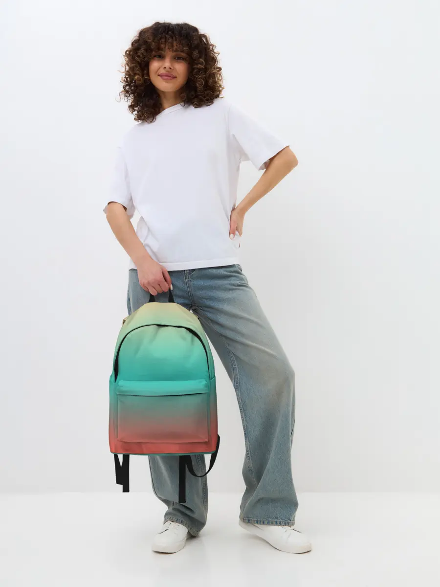 Рюкзак джинсовый / Красно-бирюзовый градиент