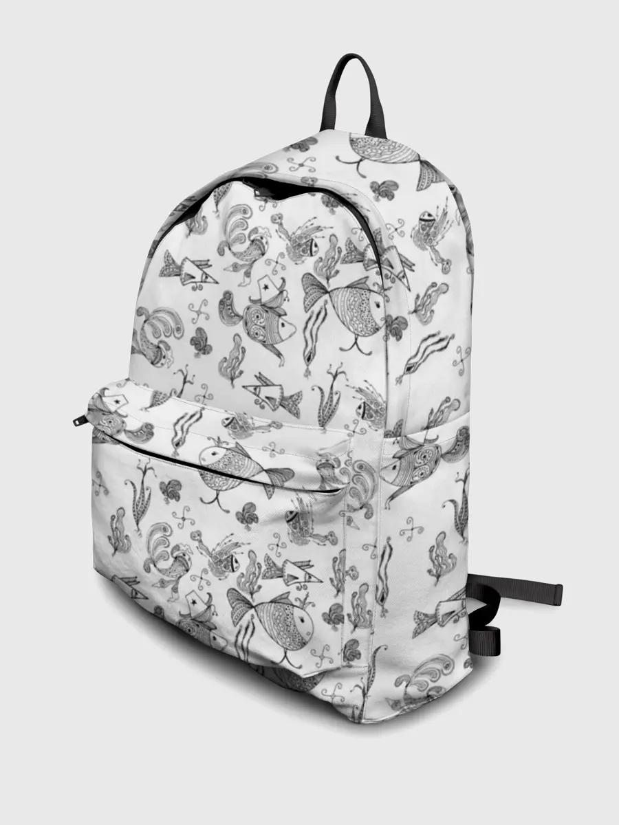 Рюкзак джинсовый / Рисованные сказочные рыбки