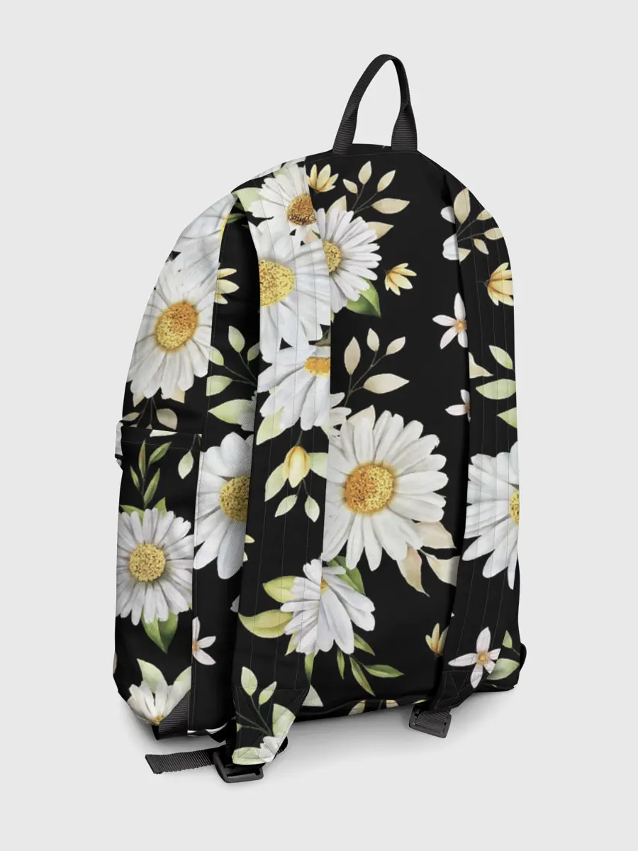 Рюкзак джинсовый / Ромашки на черном фоне