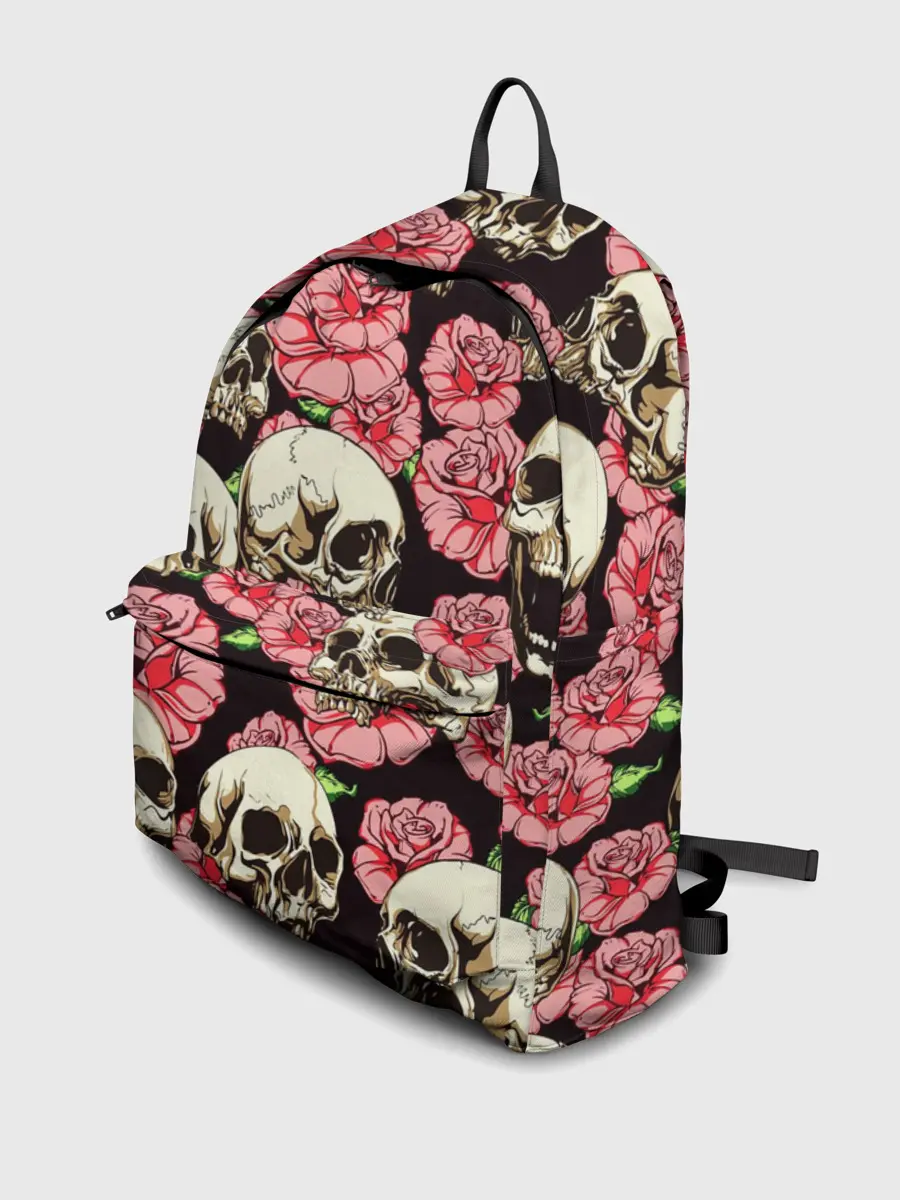 Рюкзак джинсовый / Черепа и цветы