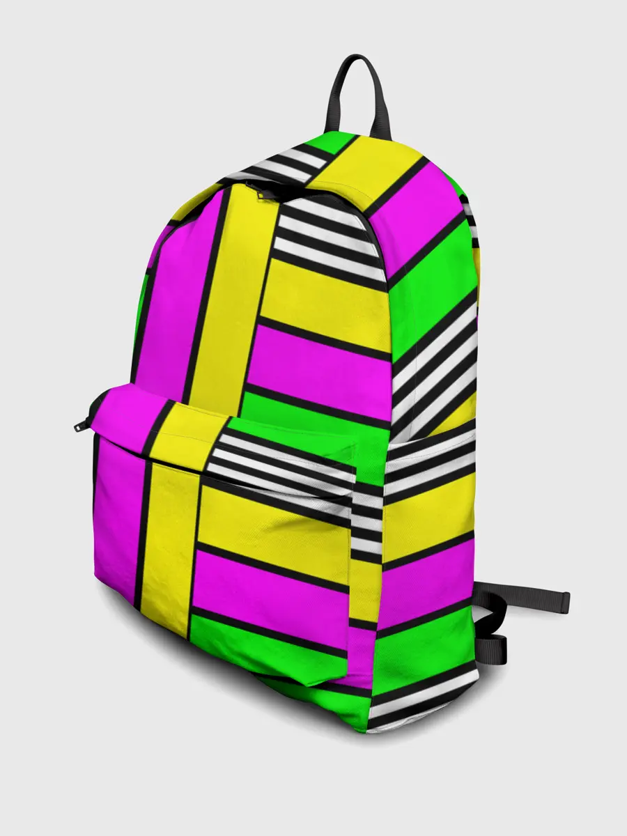 Рюкзак джинсовый / полосатый неоновый модный узор
