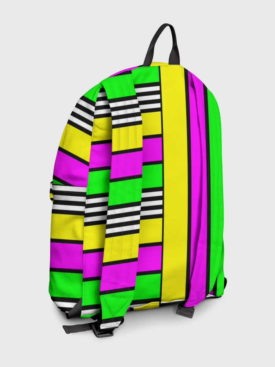 Рюкзак джинсовый / полосатый неоновый модный узор