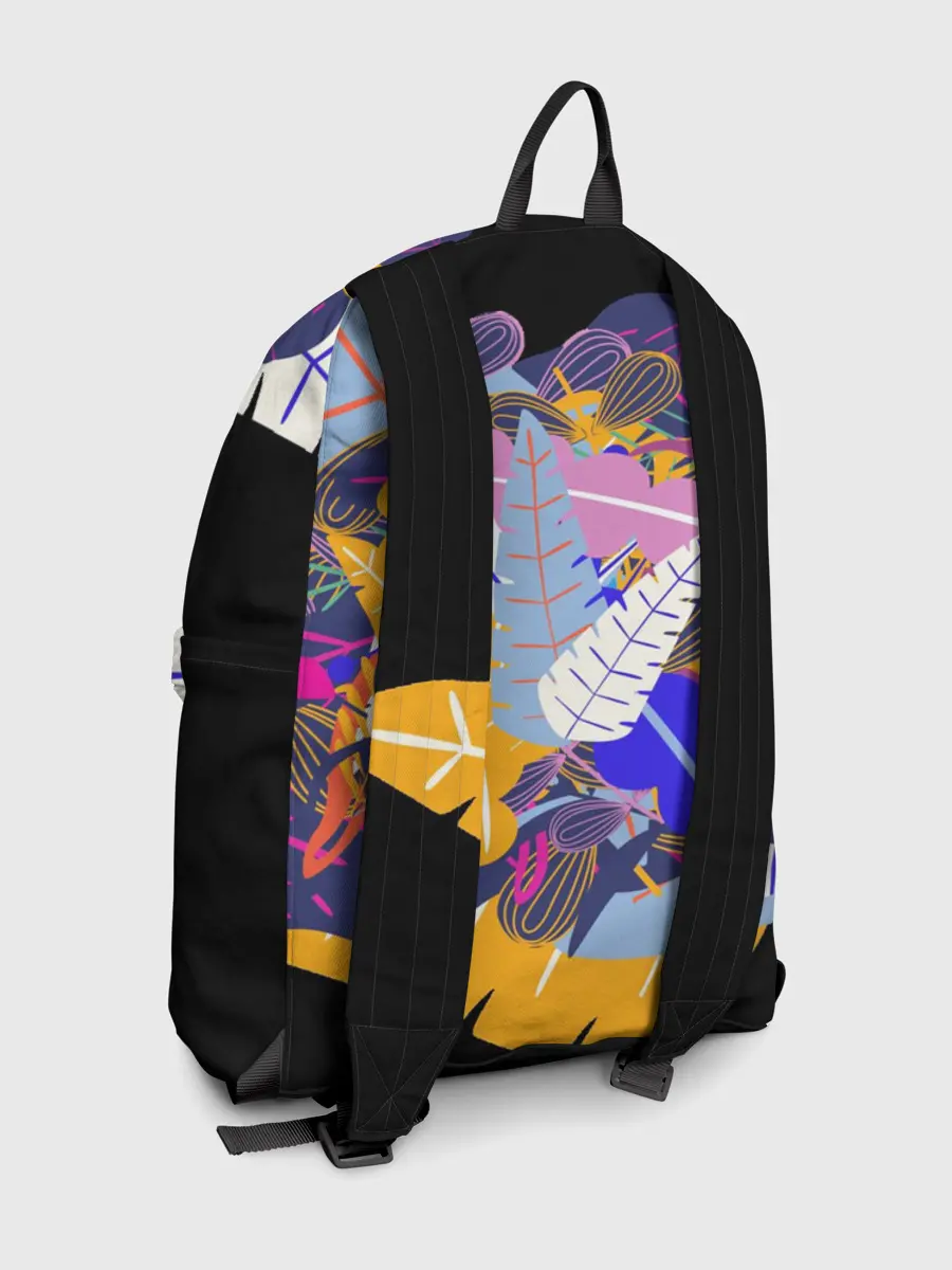 Рюкзак джинсовый / узор из листьев и цветов