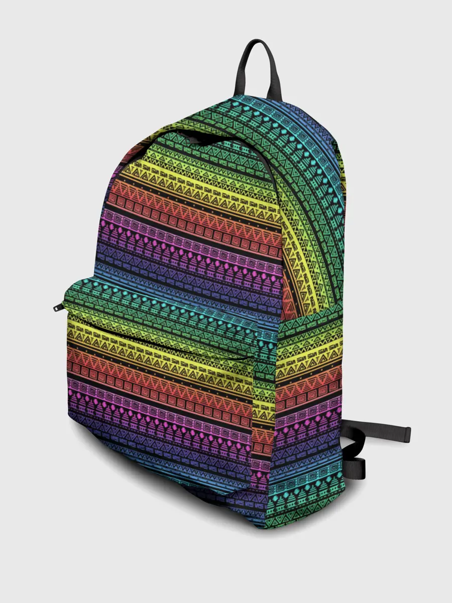 Рюкзак джинсовый / Этнический радужный орнамент