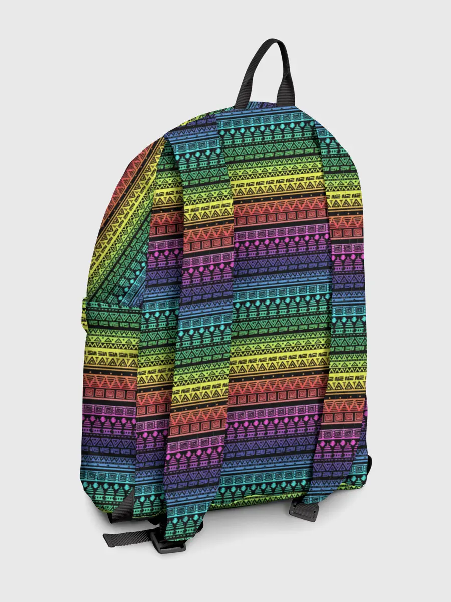 Рюкзак джинсовый / Этнический радужный орнамент