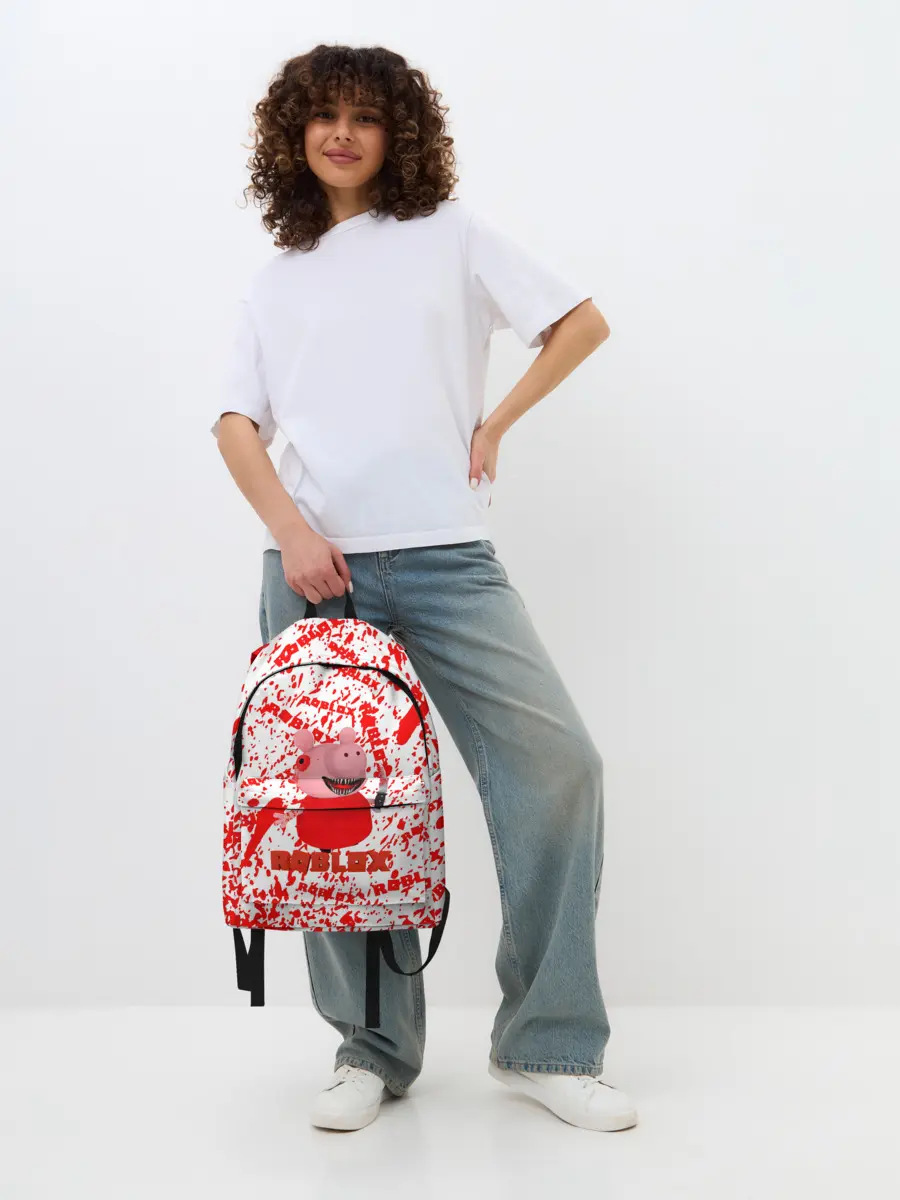 Рюкзак джинсовый / Roblox piggy/Свинка Пигги.